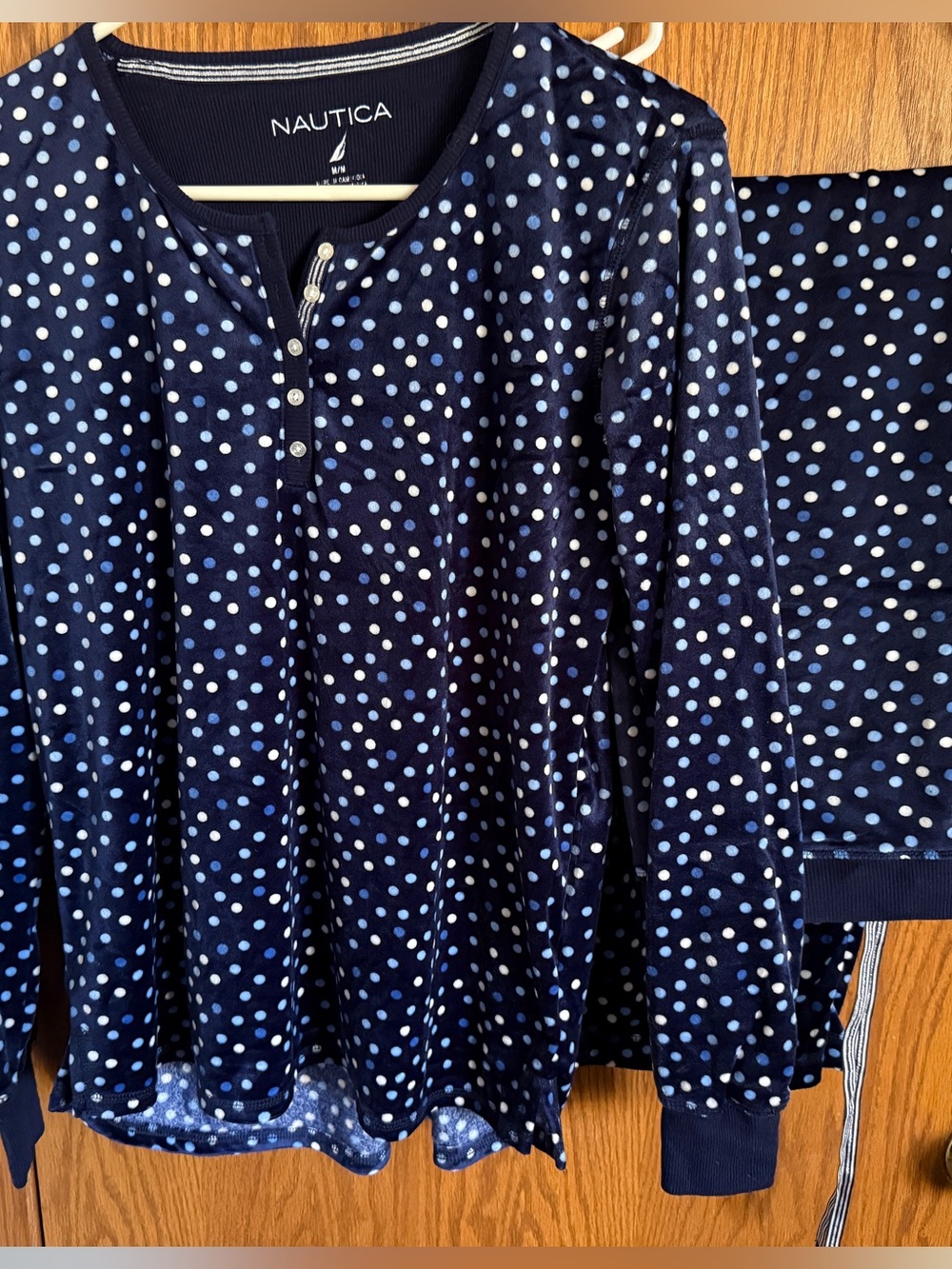 Nautica Super Soft Blue With Polka Dots 2 Piece Pajama Set Women's Size Medium